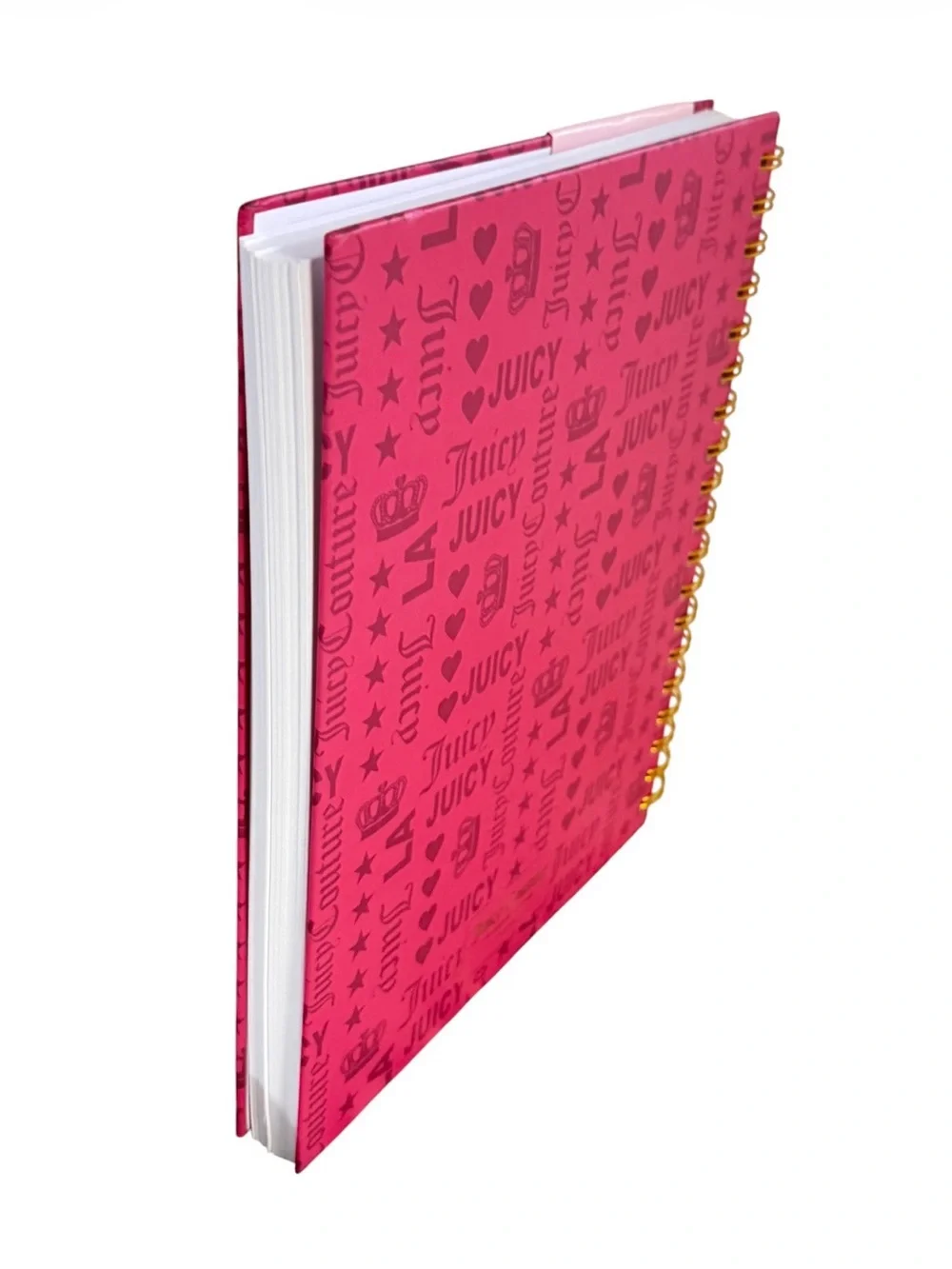 Juicy Couture Hot Pink & Gold Heart Pen Spiral Journal Notebook Set | NEW